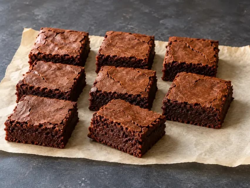 Sötét csokoládés sütőtökös brownie kockák, nedves belsővel, sütőpapíron