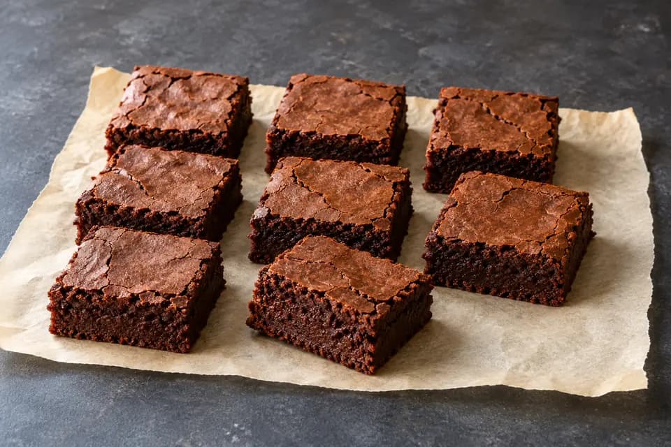 Sötét csokoládés sütőtökös brownie kockák, nedves belsővel, sütőpapíron